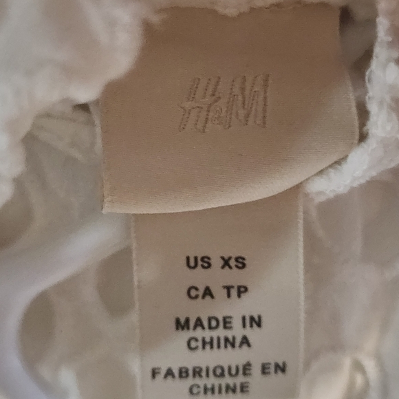 H&M eyelet embroidery puff long sleeves midi dress color white size XS - Picture 9 of 10